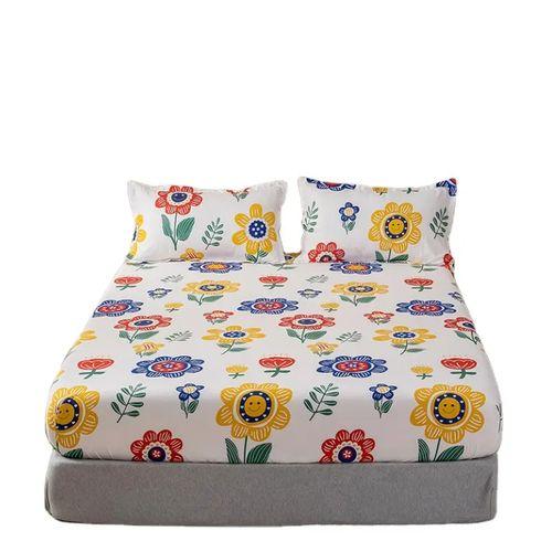 drap housse 100% polyester coloré dessin animé simple drap de lit 2 places